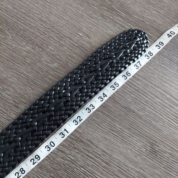 Chaps Black Woven Braided Wide Belt Medium - Picture 6 of 7